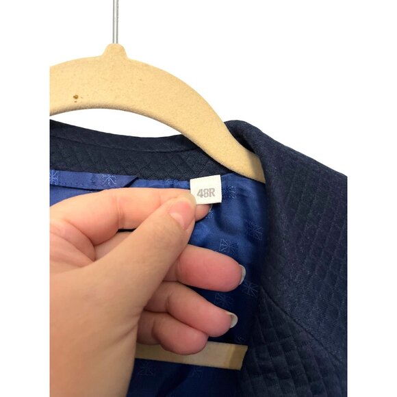 Ben Sherman Mens Navy Textured Blazer 48R Slim Fit Fully Lined With Button Cuffs - Picture 4 of 7